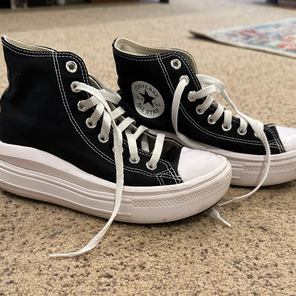 Lightly worn Converse Black and White Platform High-Tops